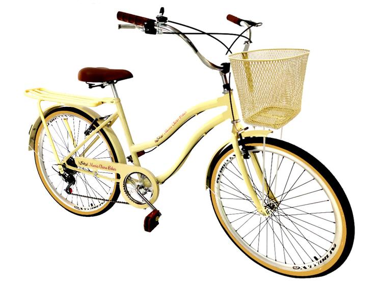 Bicicleta Aro 26 Retrô Vintage passeio Feminina Cesta Bege Menor preço em Bicicleta Aro 26 Retrô Vintage passeio Feminina Cesta Bege