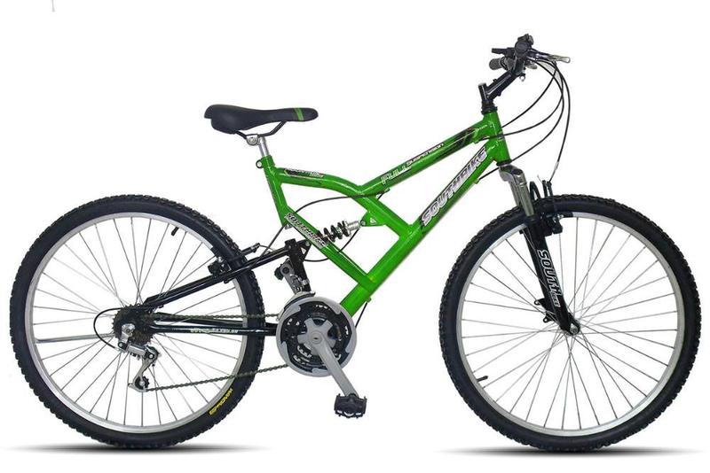 Bicicleta Aro 26 South Full Suspension 18 marchas Freio V-Brake Menor preço em Bicicleta Aro 26 South Full Suspension 18 marchas Freio V-Brake