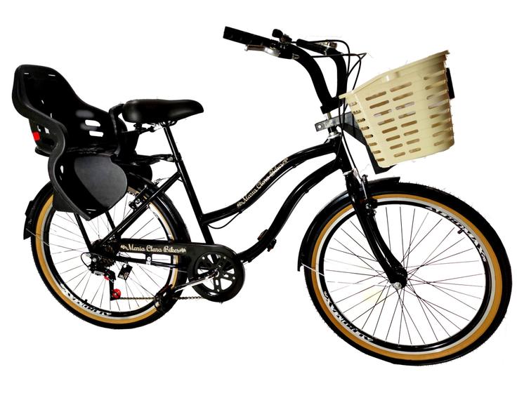 Imagem de Bicicleta Aro 26 urbana Com Cadeirinha cesta grande Preto