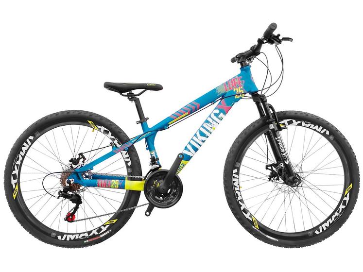 Bicicleta Vikingx Tuff 25 Aro 26 Susp. Dianteira 21 Marchas - Amarelo/azul