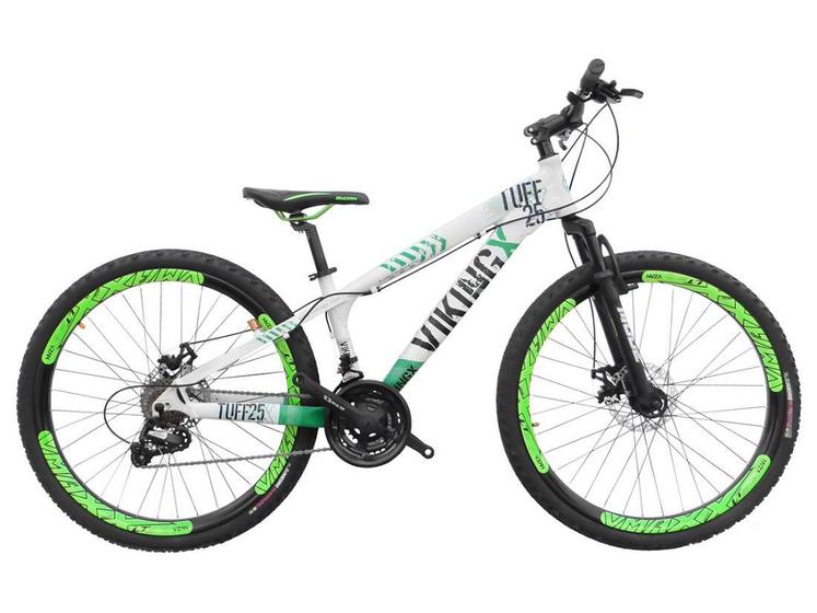 Imagem de Bicicleta Aro 26 Viking TuffX25 Freeride  21V Branco Verde