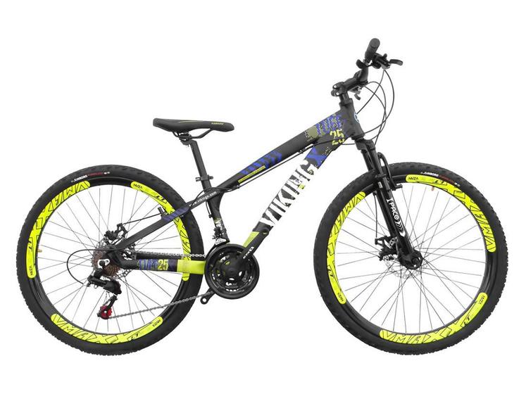 Imagem de Bicicleta Aro 26 Viking TuffX25 Freeride  21V Preto Amarelo