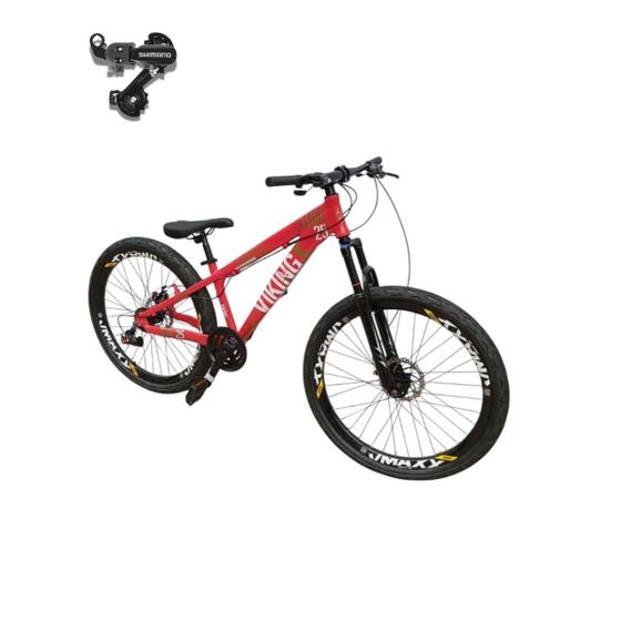 Imagem de Bicicleta Aro 26 Vikingx Tuff 25 Cambio Shimano Quadro Aluminio Mtb Freerider 