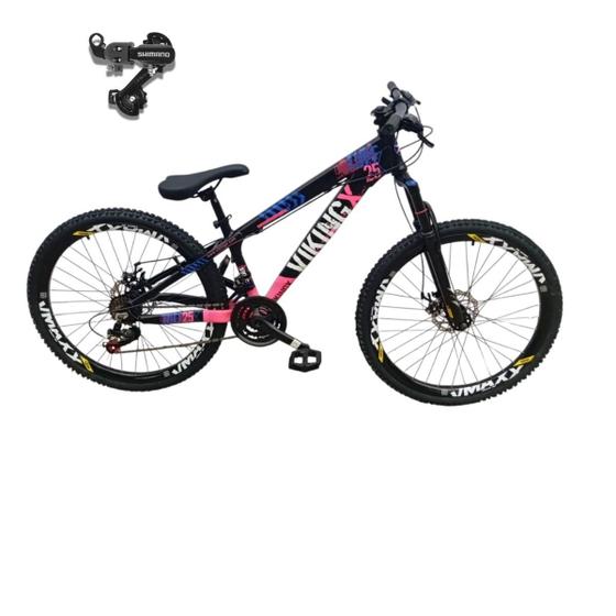 Imagem de Bicicleta Aro 26 Vikingx Tuff 25 Cambio Shimano Quadro Aluminio Mtb Freerider 