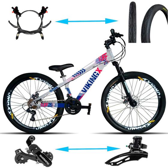 Bicicleta Vikingx Tuff 25 Aro 26 Susp. Dianteira 21 Marchas - Azul/prata