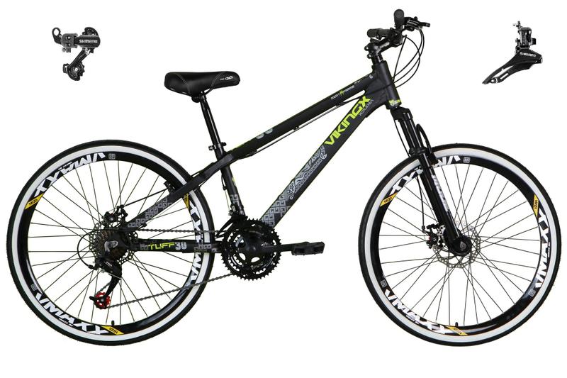 Imagem de Bicicleta Aro 26 Vikingx Tuff Preto 21v Alumínio Câmbio Shimano Freio a Disco Aros Vmaxx Preto