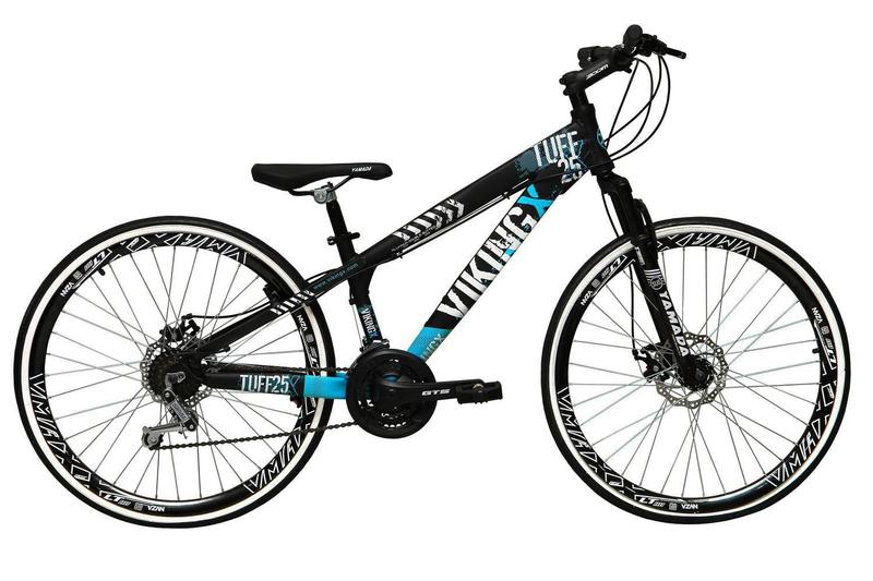Imagem de Bicicleta Aro 26 Vikingx Tuff Preto com Azul 21v Alumínio Freio a Disco Aros Vmaxx Pretos