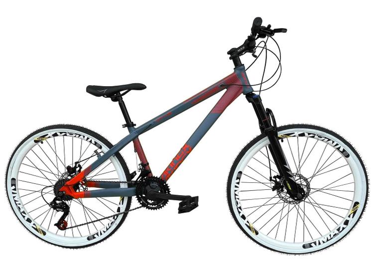 Imagem de Bicicleta Aro 26 Vikingx Tuff X-35 Azul Petróleo 21v Cabeamento Interno Alumínio Freeride Dh Freio a Disco Aros Vmaxx Brancos