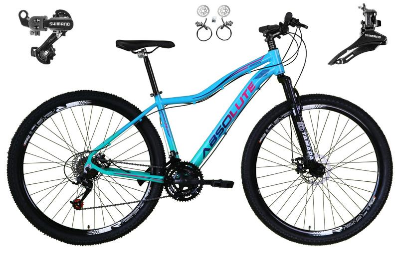 Imagem de Bicicleta Aro 29 Absolute Hera 21v Câmbios Shimano Freio a Disco Hidráulico Alumínio Garfo Com Suspensão - Azul/Verde