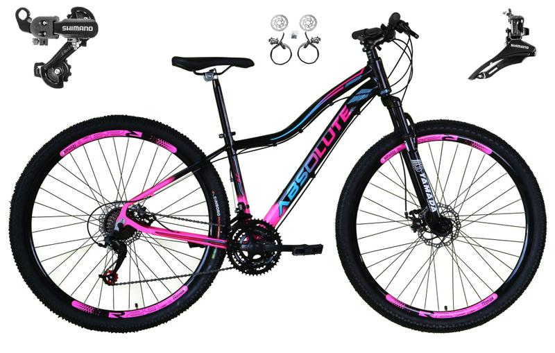 Imagem de Bicicleta Aro 29 Absolute Hera 21v Câmbios Shimano Freio a Disco Hidráulico Alumínio Garfo Com Suspensão - Preto/Rosa