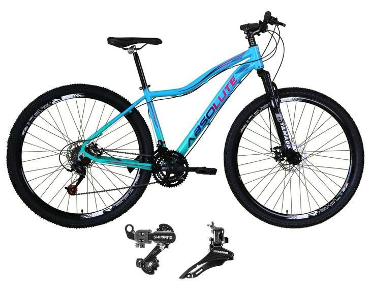 Imagem de Bicicleta aro 29 Absolute Hera Alumínio 21 Marchas Câmbios Shimano Freio a Disco - Azul/Verde 