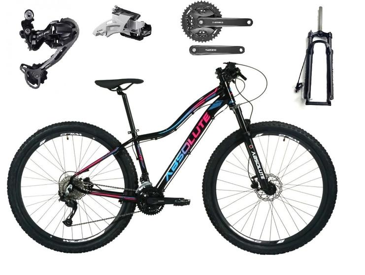 Imagem de Bicicleta Aro 29 Absolute Hera Feminina Alumínio Câmbios Shimano Deore e Altus 27v Freios Hidráulicos Garfo Com Trava no Guidão - Preto