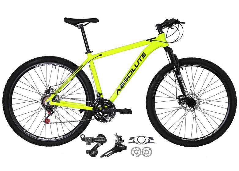 Imagem de Bicicleta Aro 29 Absolute Nero 4 Cabeamento Interno 21v Alumínio Câmbios Shimano Freio a Disco Hidráulico Garfo Com Suspensão - Amarelo