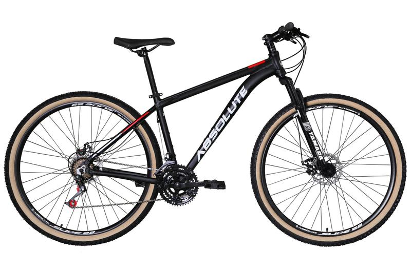 Imagem de Bicicleta Aro 29 Absolute Nero 4 Cabeamento Interno 24v Freio a Disco Garfo Com Suspensão Mtb 29 Alumínio Pneu com Faixa Bege - Preto/Vermelho