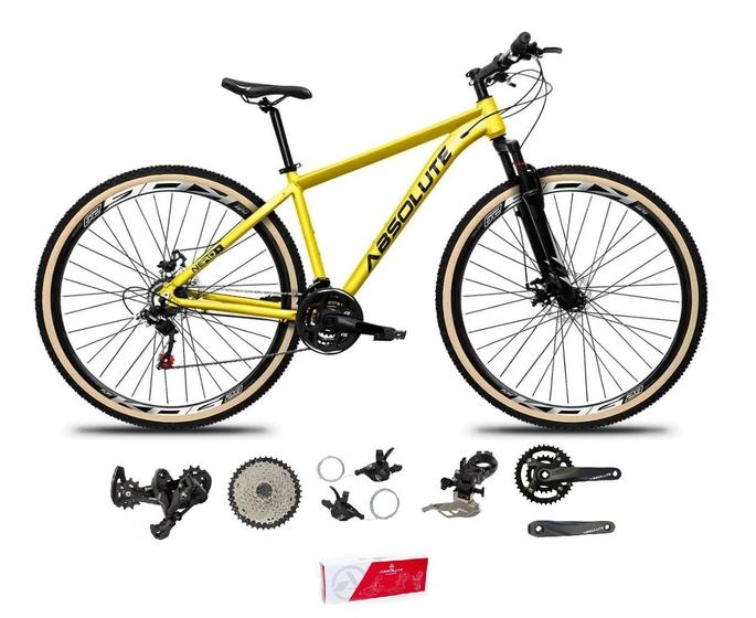 Imagem de Bicicleta Aro 29 Absolute Nero 5 2x9 Freios Hidráulicos Garfo Com Trava 18v Alumínio Pneu com Faixa - Amarelo