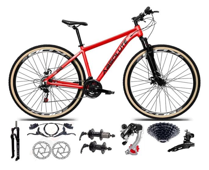 Imagem de Bicicleta Aro 29 Absolute Nero 5 Câmbios Shimano 24v K7 Freios Hidráulicos Garfo Trava Com Pneu Faixa - Vermelho