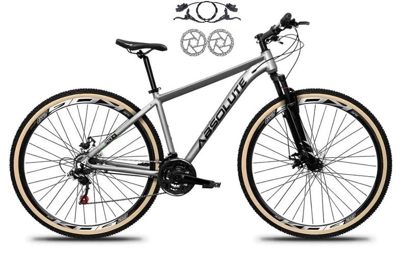 Imagem de Bicicleta Aro 29  Absolute Nero 5 Freios Disco Hidráulicos 24V Garfo Suspensão Pneu Faixa - Cinza