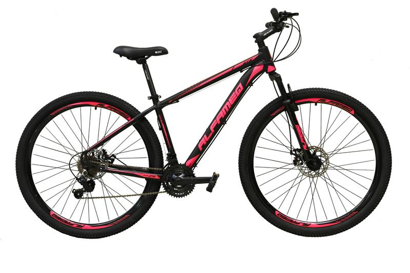 Imagem de Bicicleta Aro 29 Alfameq Atx  Alumínio 21v Freio a Disco Garfo Suspensão - Preto/Rosa