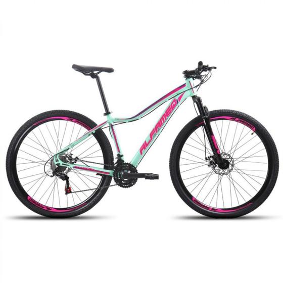 Imagem de Bicicleta Aro 29 Alfameq Pandora Feminina Alumínio 21v Freio A Disco - Verde/Rosa