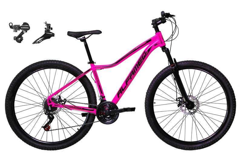 Imagem de Bicicleta Aro 29 Alfameq Pandora Feminina Alumínio Câmbios Shimano 21v Freio a Disco Garfo Suspensão - Rosa