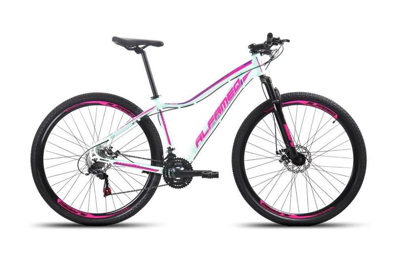 Bicicleta Alfameq Pandora T17 Aro 29 Susp. Dianteira 24 Marchas - Branco/rosa