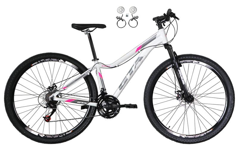 Imagem de Bicicleta Aro 29 Feminina Gta Start 21v Freio a Disco Hidráulico Alumínio Garfo Suspensão - Branco/Cinza/Rosa