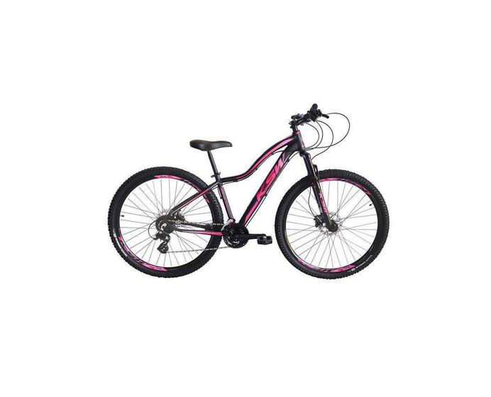 Imagem de Bicicleta Aro 29 Feminina Ksw Mwza 21v Alumínio Freio a Disco Garfo com Suspensão - Preto / Rosa Tam.17