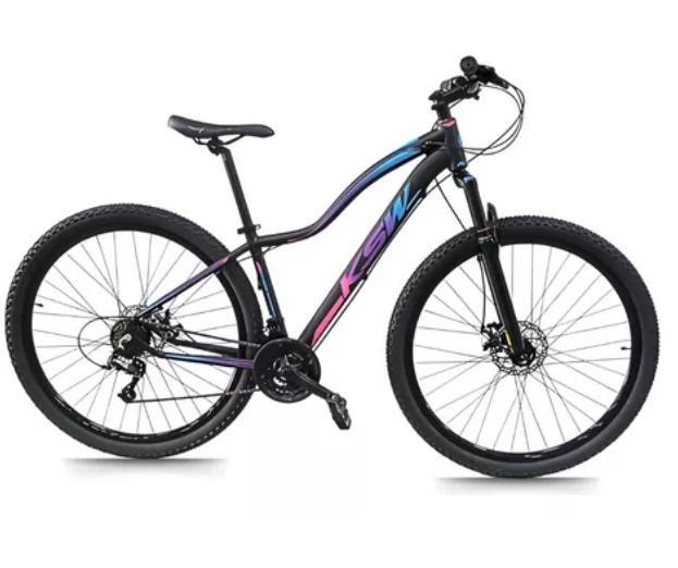 Bicicleta Aro 29 Feminino Mtb Ksw Mwza Alumínio 21v Index Design leve Freio a Disco Menor preço em Bicicleta Aro 29 Feminino Mtb Ksw Mwza Alumínio 21v Index Design leve Freio a Disco