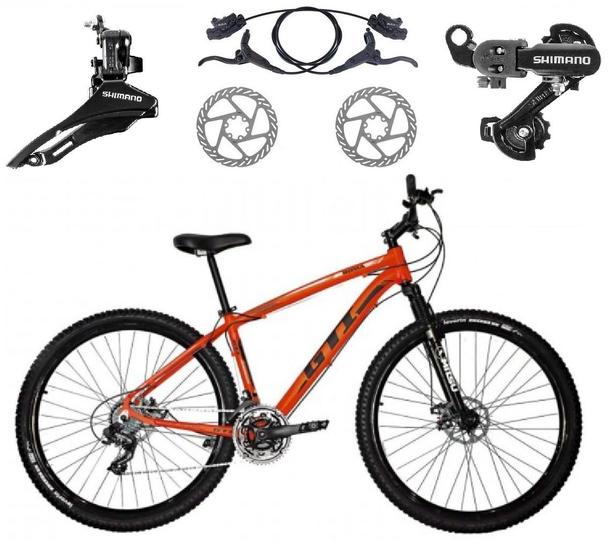 Imagem de Bicicleta Aro 29 GTI Roma 21v Câmbios Shimano Freio a Disco Hidráulico Alumínio Garfo Com Suspensão - Laranja