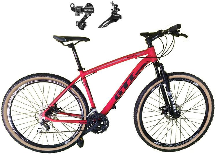 Imagem de Bicicleta Aro 29 Gti Roma Alumínio 21v Câmbios Shimano Freio a Disco com Pneu Faixa Bege - Vermelho