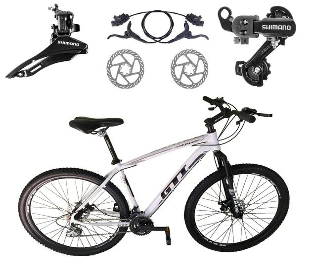 Imagem de Bicicleta Aro 29 Gti Roma Alumínio Câmbios Shimano 21v Freios a Disco Hidráulicos Garfo Suspensão - Branco