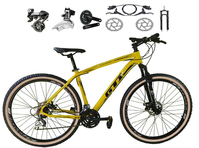 Imagem de Bicicleta aro 29 Gti Roma Shimano Altus 24V Freio a Disco Hidráulico Garfo com Trava - Amarelo