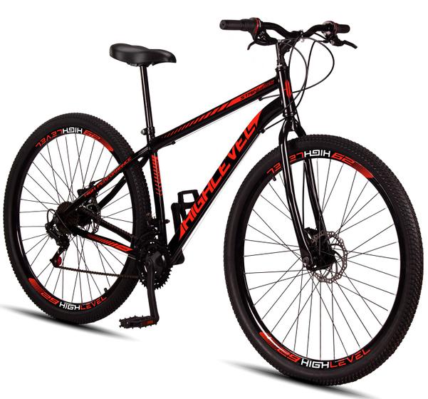 Bicicleta Aro 29 Highlevel Aço Carbono Freios A Disco 21 Marchas