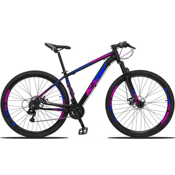 Bicicleta Ksw Ltx Disc H T21 Aro 29 Susp. Dianteira 24 Marchas - Azul/preto/rosa