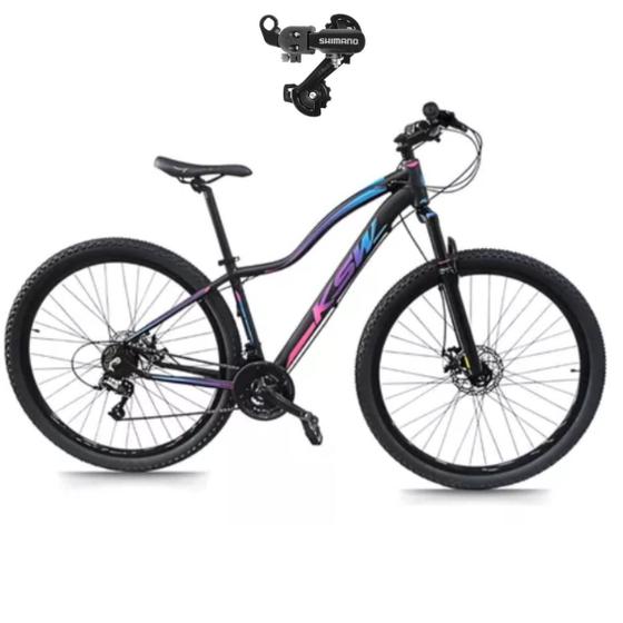 Imagem de Bicicleta Aro 29 KSW MWZA 24 Velocidades Modelo Feminino Alumínio MTB Câmbio Traseiro SHIMANO