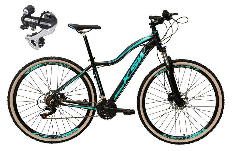 Imagem de Bicicleta Aro 29 Ksw Mwza 24v Câmbio Shimano Acera K7 Garfo Trava Freio a Disco - Preto/Azul