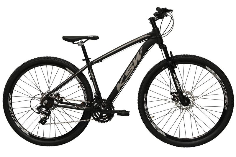 Imagem de Bicicleta aro 29 Ksw Xlt 24v Alumínio Freio a Disco Garfo Suspensão Preta com Prata Tam.19