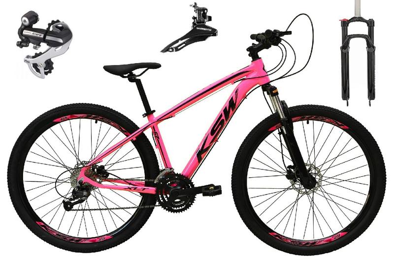 Imagem de Bicicleta Aro 29 Ksw Xlt 24v Câmbio Shimano Acera K7 Garfo Trava Freio a Disco - Rosa