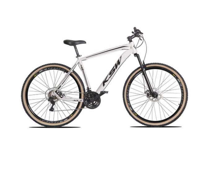 Imagem de Bicicleta Aro 29 Ksw Xlt 24v Freio a Disco Garfo Com Suspensão Mtb 29 Alumínio Pneu com Faixa Bege - Branco