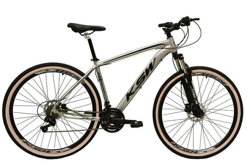 Imagem de Bicicleta Aro 29 Ksw Xlt 24v Freio a Disco Garfo Com Suspensão Mtb 29 Alumínio Pneu com Faixa Bege - Prata/Preto