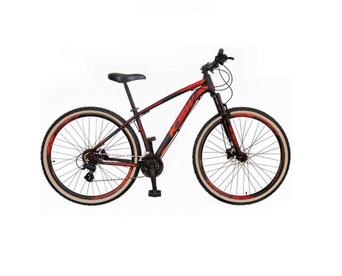 Imagem de Bicicleta Aro 29 Ksw Xlt 24v Freio a Disco Garfo Com Suspensão Mtb 29 Alumínio Pneu com Faixa Bege - Preto/Vermelho/Laranja