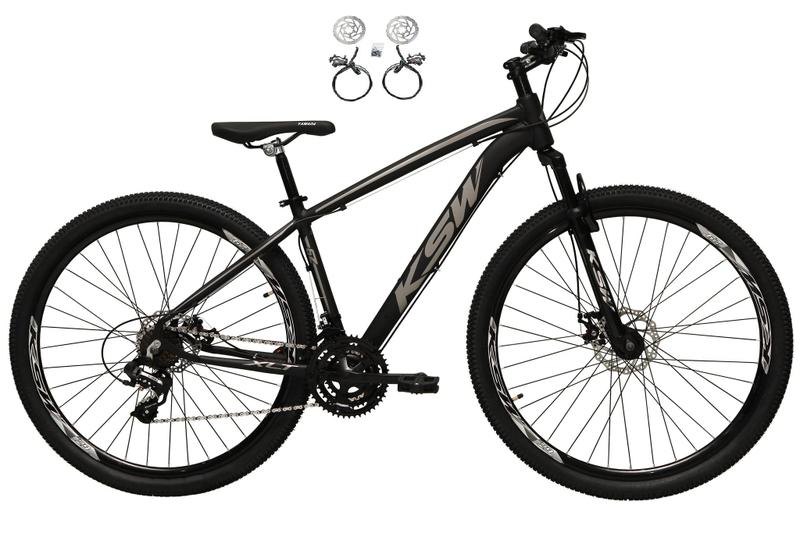 Imagem de Bicicleta Aro 29 Ksw Xlt 24v Freios Hidráulicos Garfo Suspensão Mtb - Preto/Prata