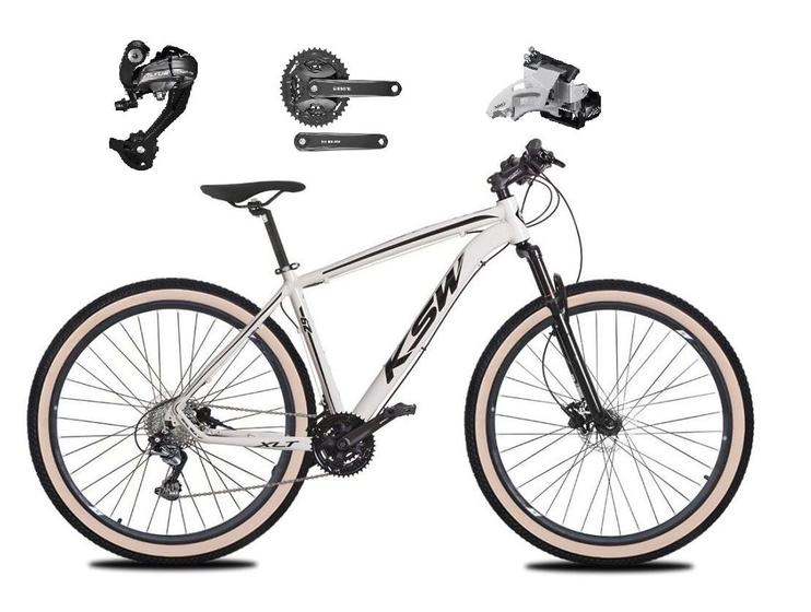 Imagem de Bicicleta Aro 29 Ksw Xlt 27v Câmbios Shimano Altus Freios Hidráulicos Garfo Com Trava Pneu Bege - Branco