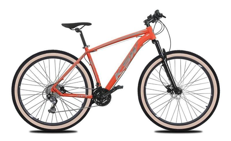 Imagem de Bicicleta Aro 29 Ksw Xlt 27v Freio Hidráulico K7 Garfo com Trava Pneu com Faixa Bege - Laranja