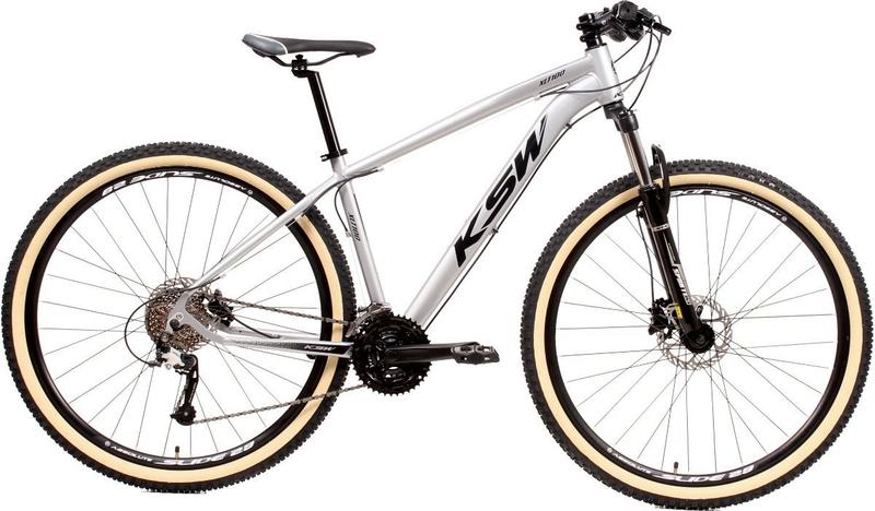 Imagem de Bicicleta Aro 29 Ksw Xlt 27v Freio Hidráulico K7 Garfo com Trava Pneu com Faixa Bege - Prata/Preto