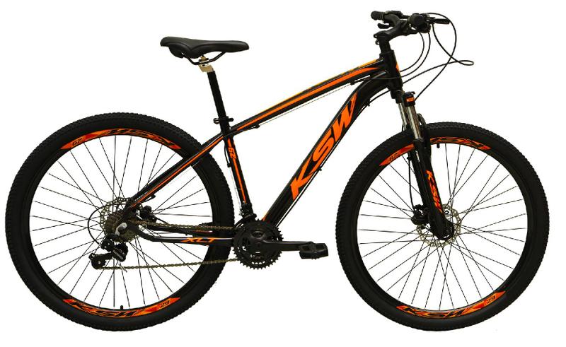 Imagem de Bicicleta Aro 29 Ksw Xlt Alumínio 24v Câmbios Shimano Garfo com Trava no Ombro - Preto/Laranja