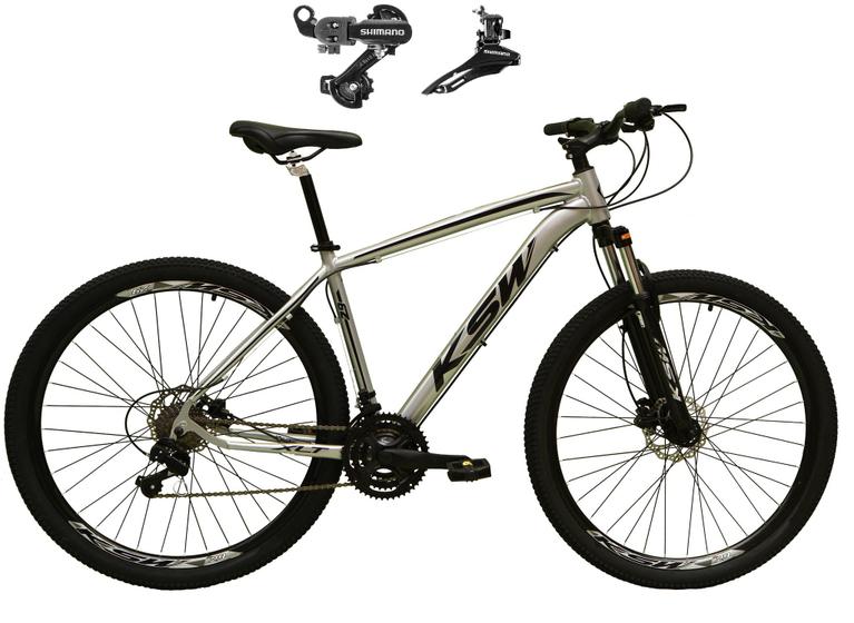 Imagem de Bicicleta Aro 29 Ksw Xlt Alumínio 24v Câmbios Shimano Garfo Suspensão - Prata