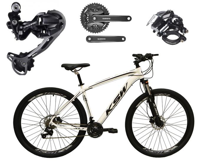 Imagem de Bicicleta Aro 29 Ksw Xlt Alumínio Câmbio Traseiro Shimano Deore e Altus 27v Freio Hidráulico Garfo Com Trava - Branca