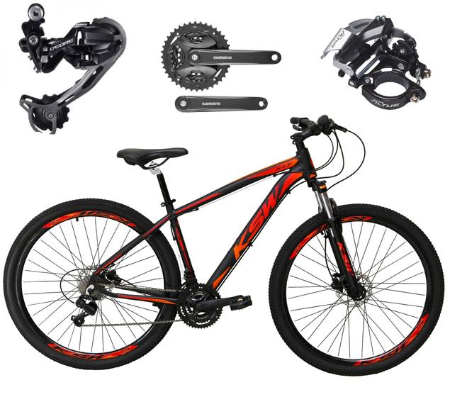 Imagem de Bicicleta Aro 29 Ksw Xlt Alumínio Câmbio Traseiro Shimano Deore e Altus 27v Freio Hidráulico Garfo Com Trava - Preto/Vermelho/Laranja - 15