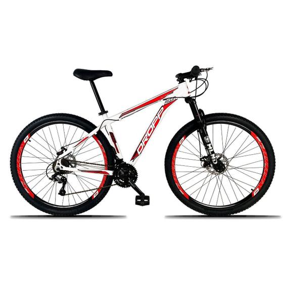 Menor preço em Bicicleta Aro 29 Quadro 15 Freio a Disco Mecânico 21 Marchas Alumínio Branco Vermelho - Dropp